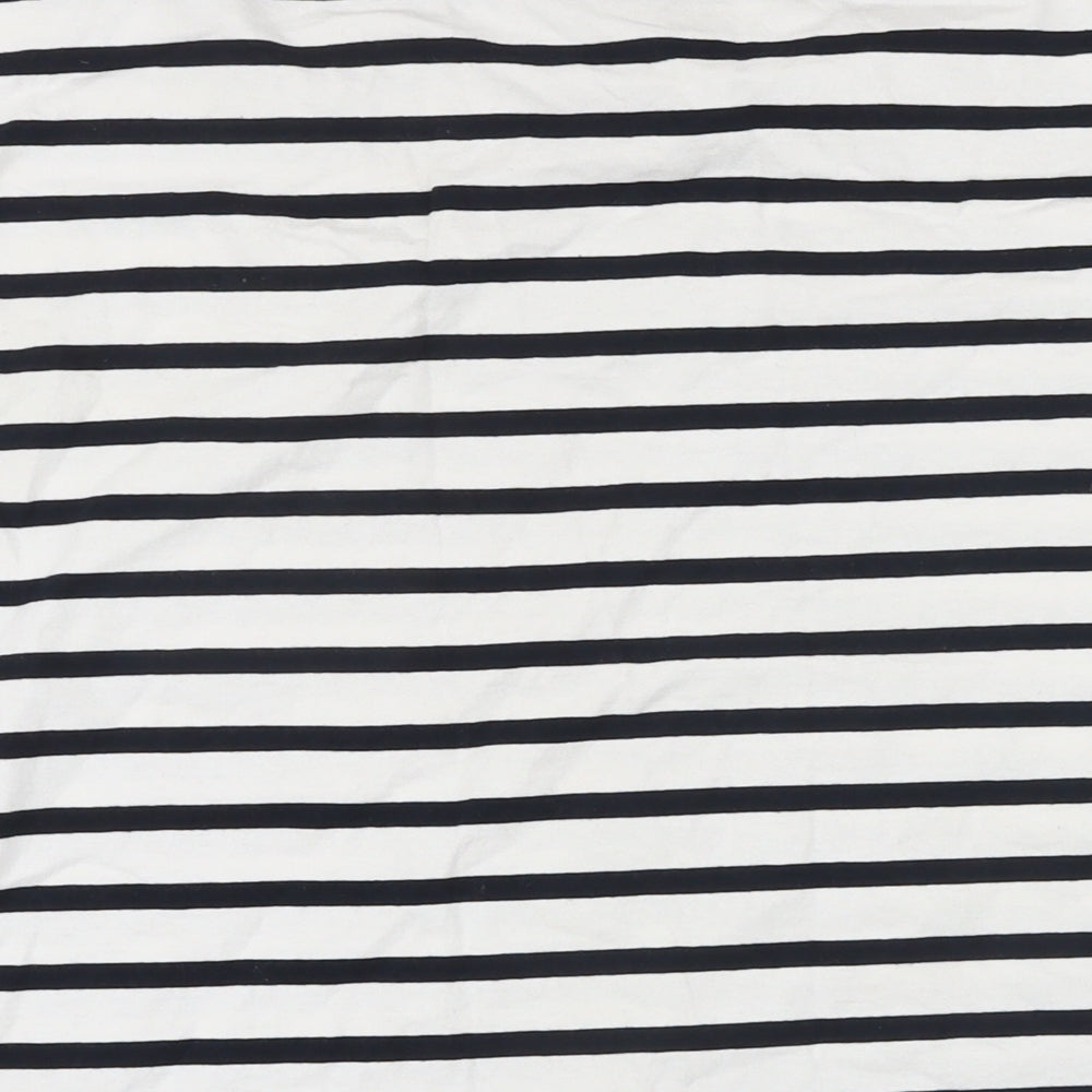 H&M Womens Black Striped 100% Cotton Basic T-Shirt Size XL Round Neck