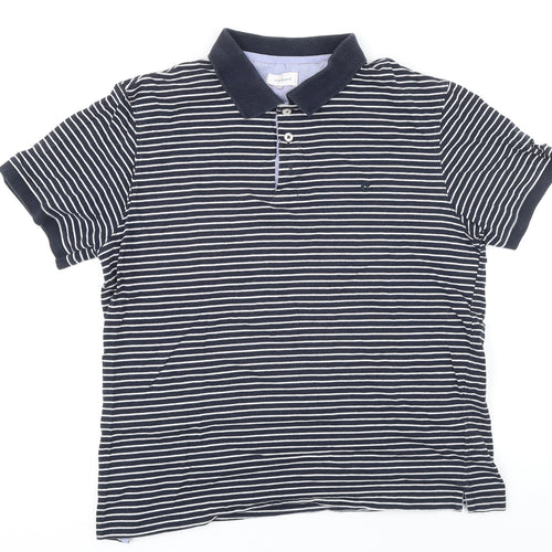 Cacharel Mens Black Striped 100% Cotton Polo Size L Collared Button