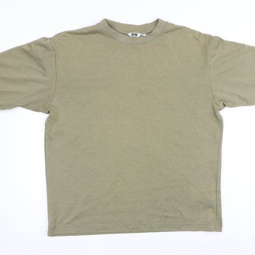 Uniqlo Mens Green Cotton T-Shirt Size M Round Neck