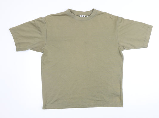 Uniqlo Mens Green Cotton T-Shirt Size M Round Neck