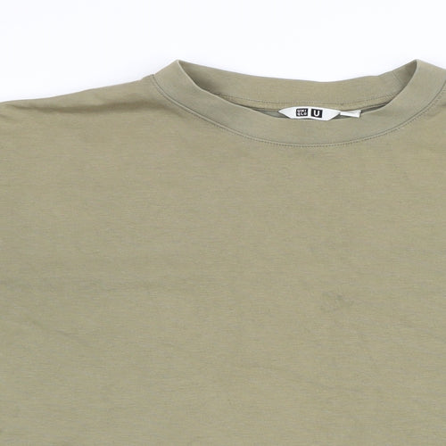 Uniqlo Mens Green Cotton T-Shirt Size M Round Neck