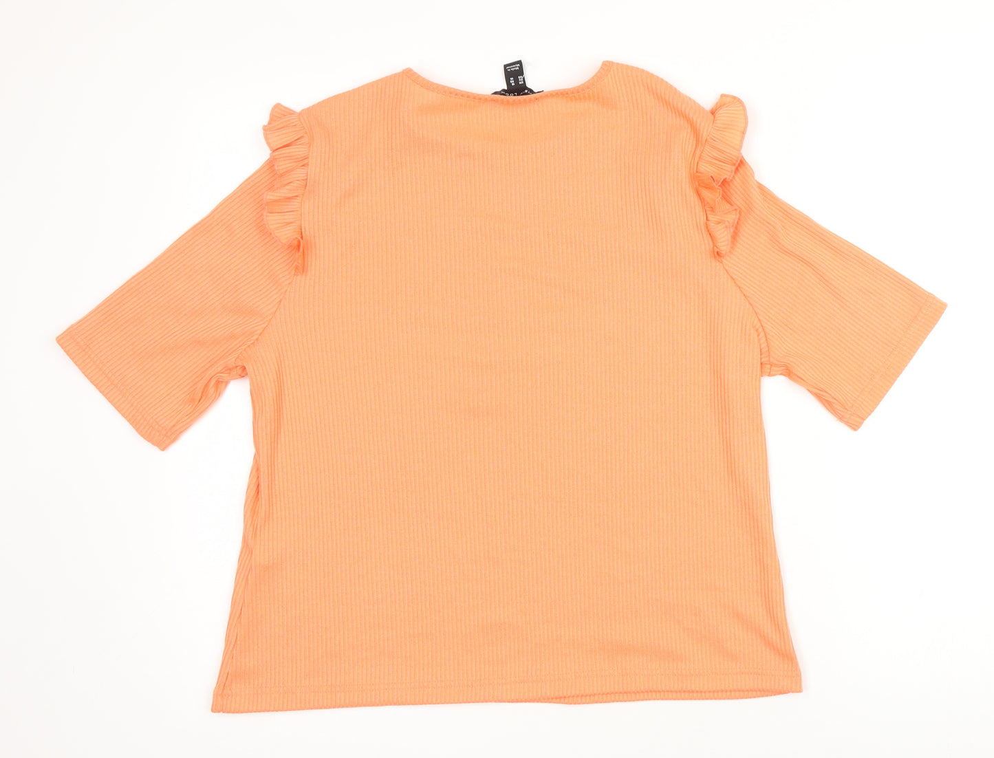 New Look Womens Orange Polyester Basic T-Shirt Size 12 Round Neck