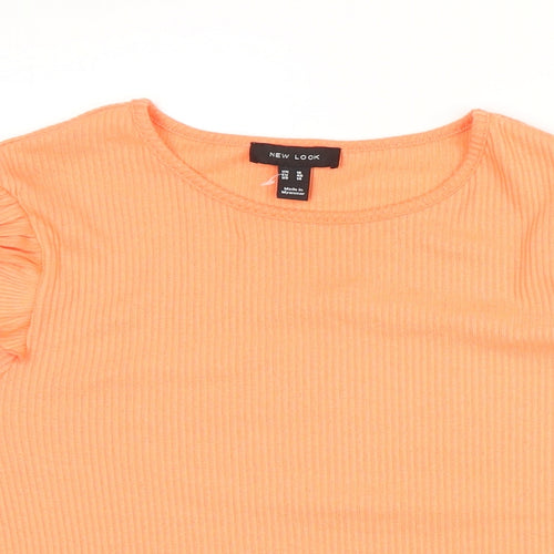 New Look Womens Orange Polyester Basic T-Shirt Size 12 Round Neck