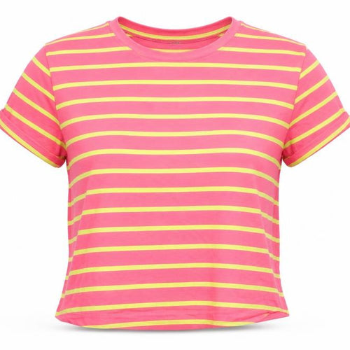 Jasmine & ginger Womens Pink Striped 100% Cotton Basic T-Shirt Size XS Round Neck