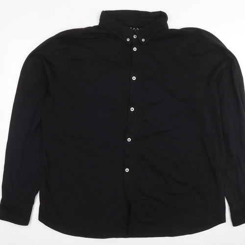 Boohoo Mens Black Polyester Button-Up Size 3XL Collared Button
