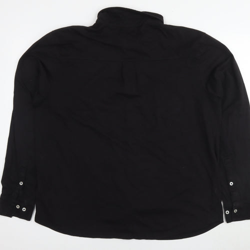 Boohoo Mens Black Polyester Button-Up Size 3XL Collared Button