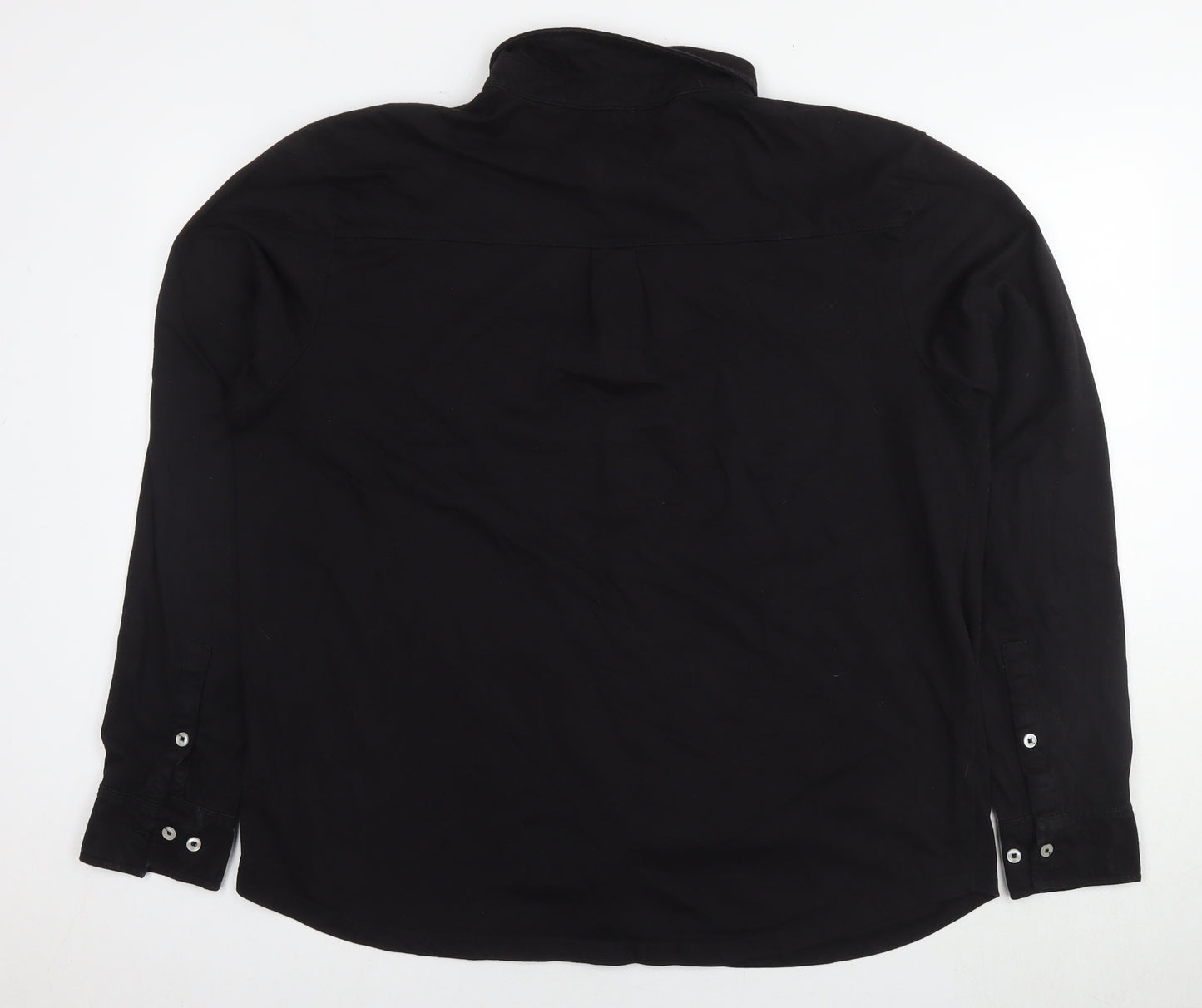 Boohoo Mens Black Polyester Button-Up Size 3XL Collared Button