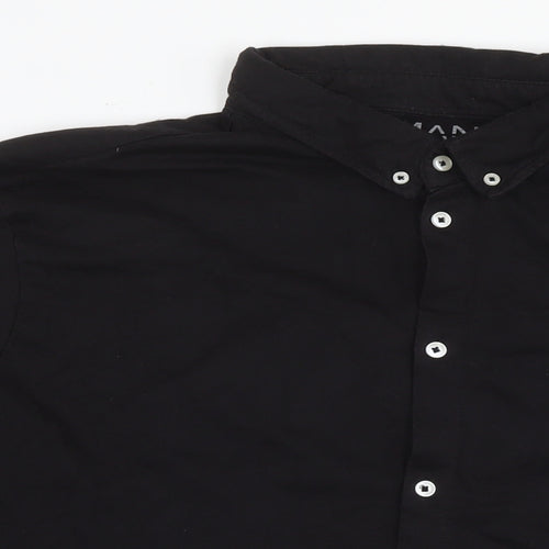 Boohoo Mens Black Polyester Button-Up Size 3XL Collared Button