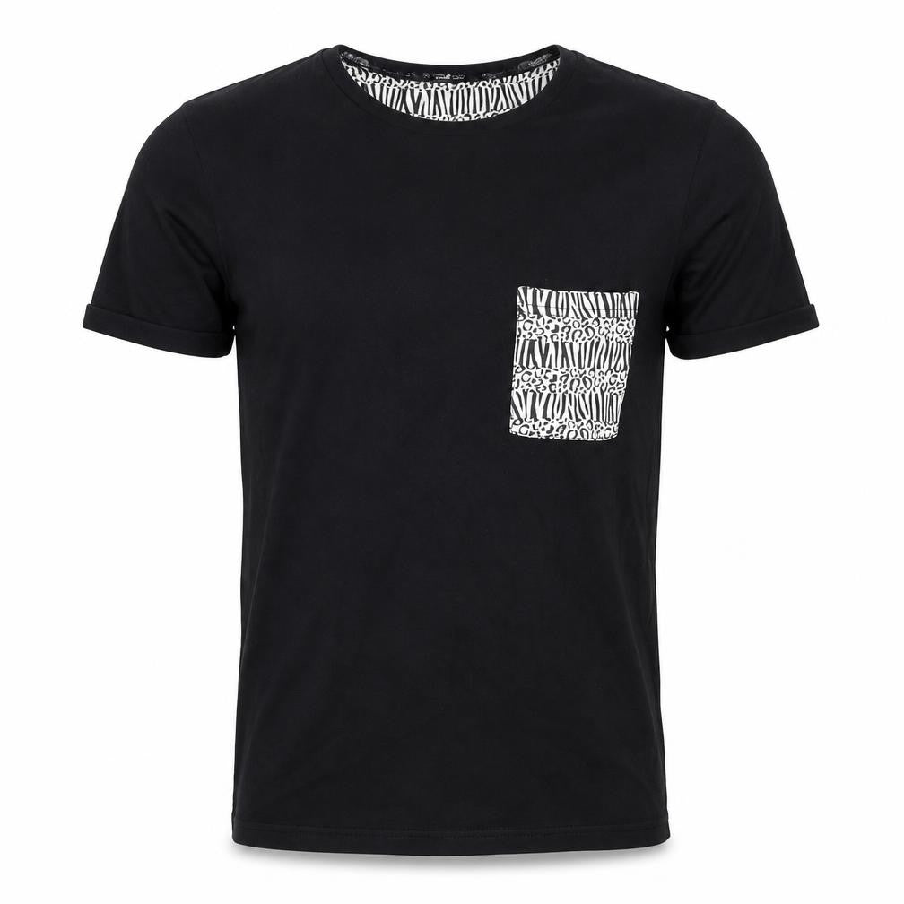 Topman Mens Black Cotton T-Shirt Size XS Round Neck - Size 2XS Geometric print pocket