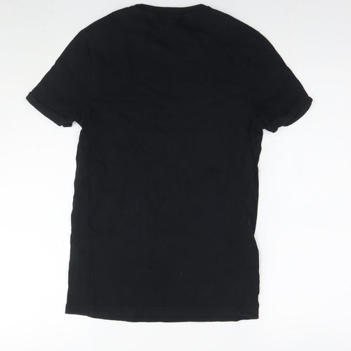 Topman Mens Black Cotton T-Shirt Size XS Round Neck - Size 2XS Geometric print pocket