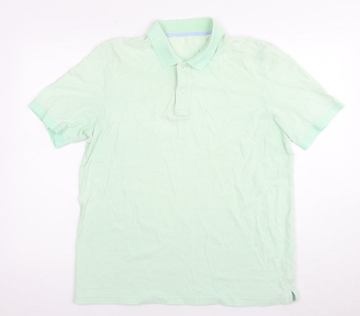 Lands' End Mens Green Cotton Polo Size M Collared Pullover