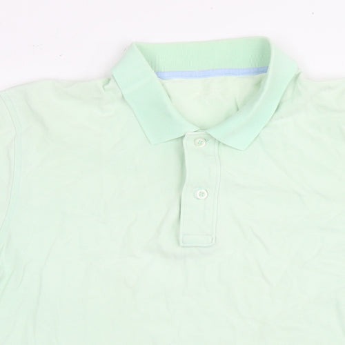 Lands' End Mens Green Cotton Polo Size M Collared Pullover