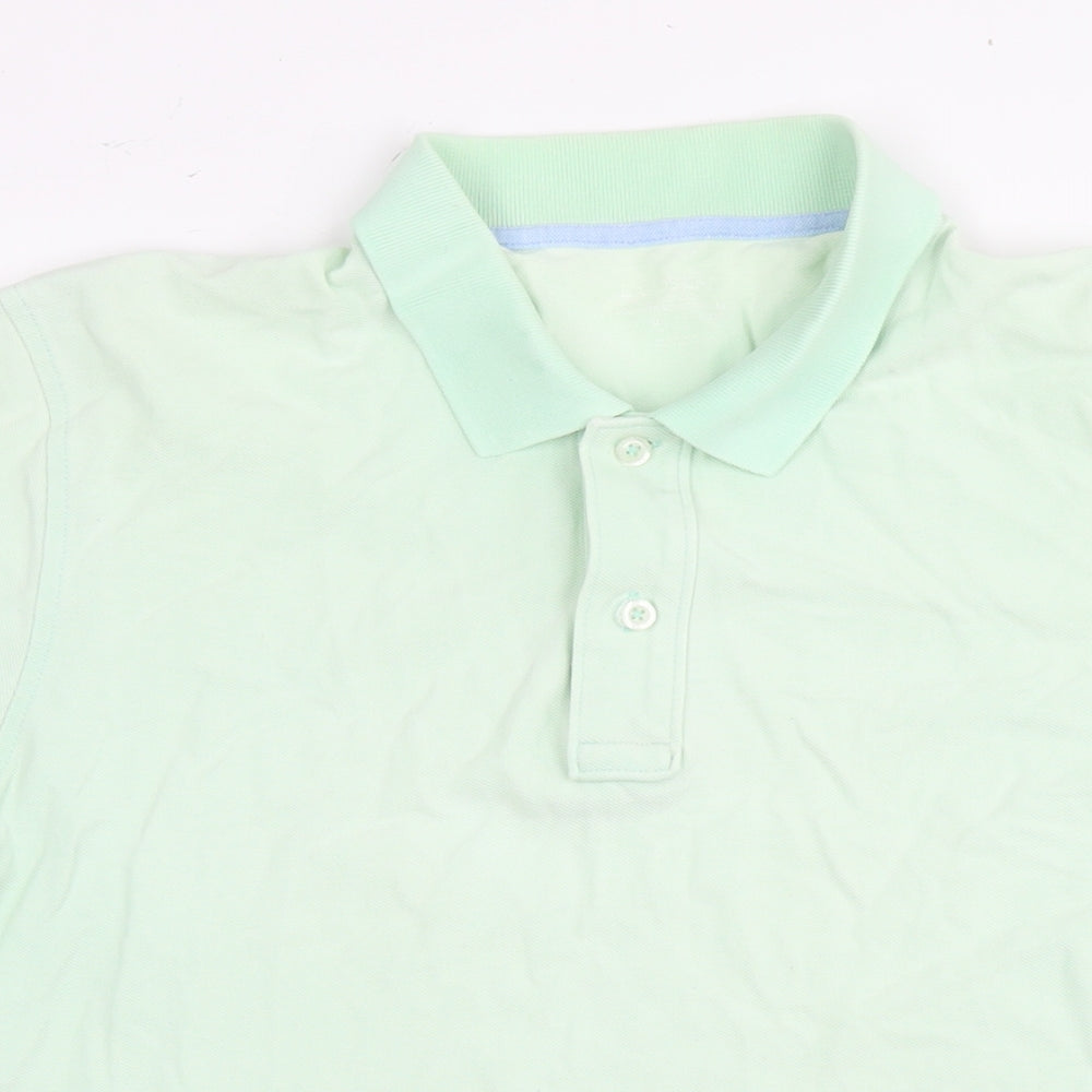 Lands' End Mens Green Cotton Polo Size M Collared Pullover