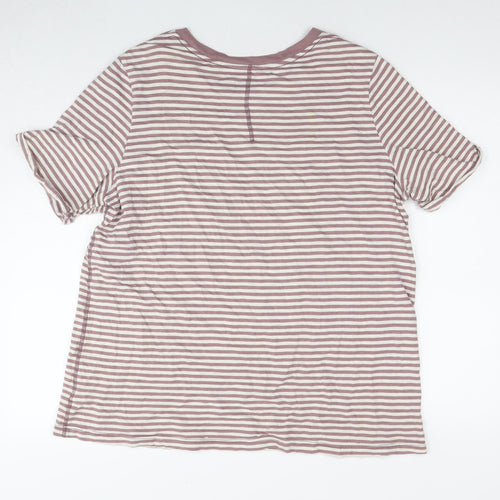 NEXT Womens Brown Striped Cotton Basic T-Shirt Size 20 Round Neck