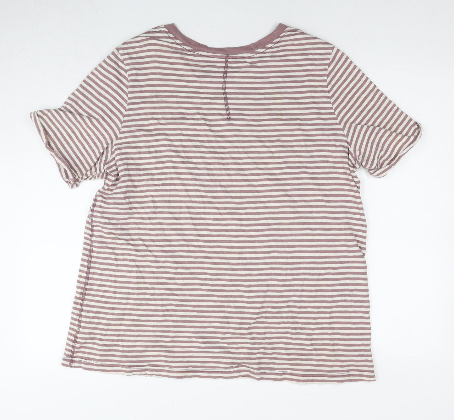 NEXT Womens Brown Striped Cotton Basic T-Shirt Size 20 Round Neck