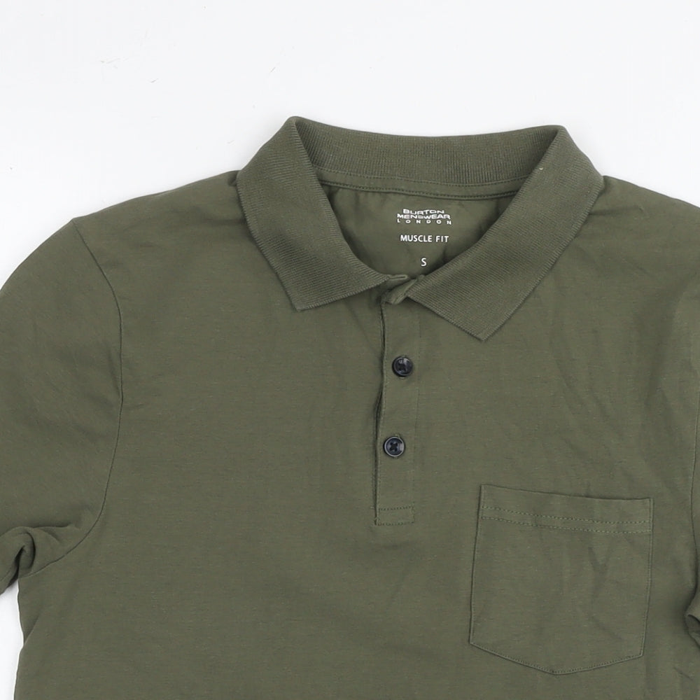 Burton Mens Green Cotton Polo Size S Collared Pullover