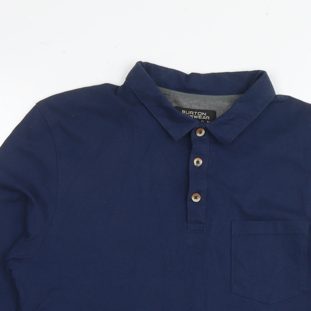 Burton Mens Blue Cotton Polo Size S Collared Pullover