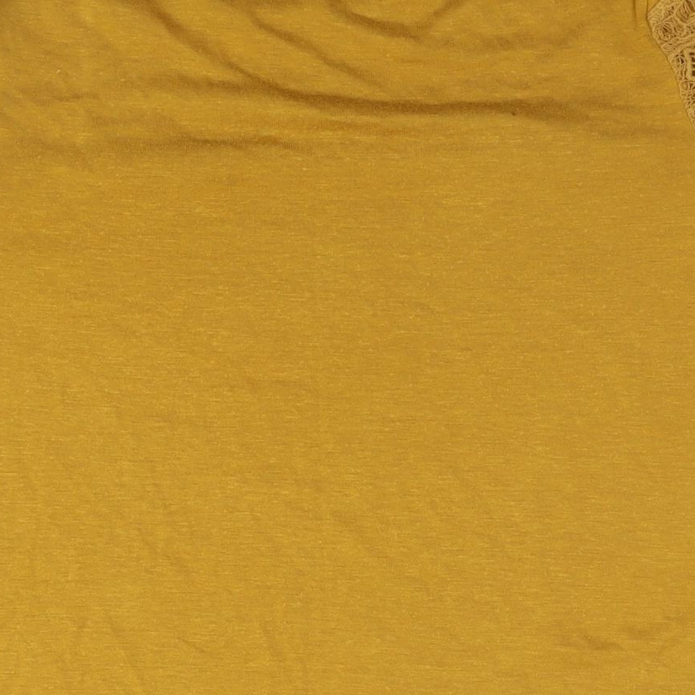 H&M Womens Yellow Cotton Basic T-Shirt Size M Round Neck