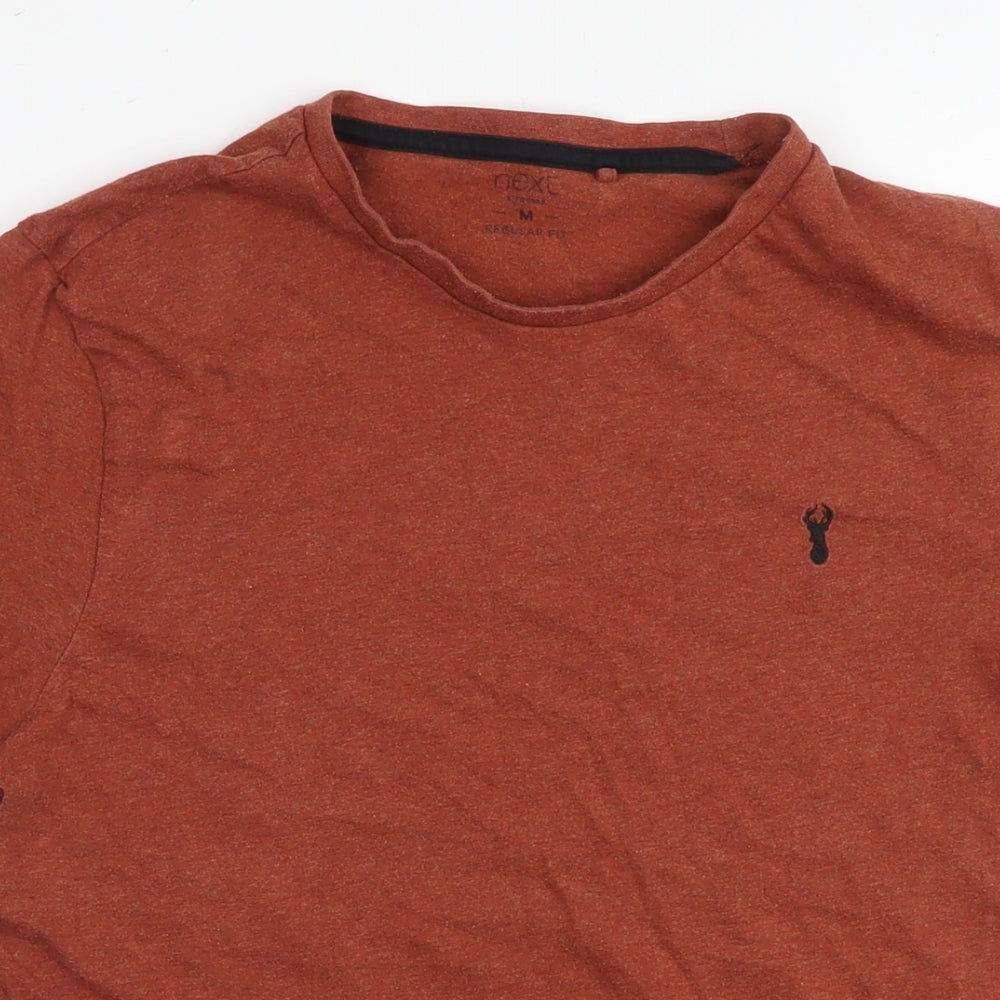 NEXT Mens Brown Cotton T-Shirt Size M Round Neck