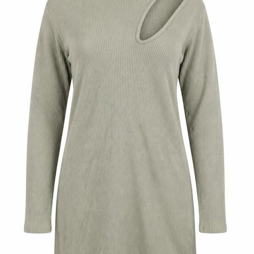 Zara Womens Green Viscose Tunic T-Shirt Size M Mock Neck - Cut Out Detail