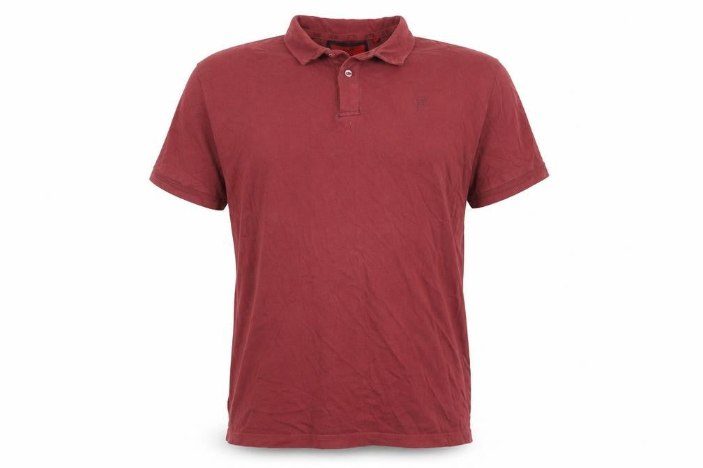 Front view of DFND men’s brown cotton polo, size XL, collared pullover
