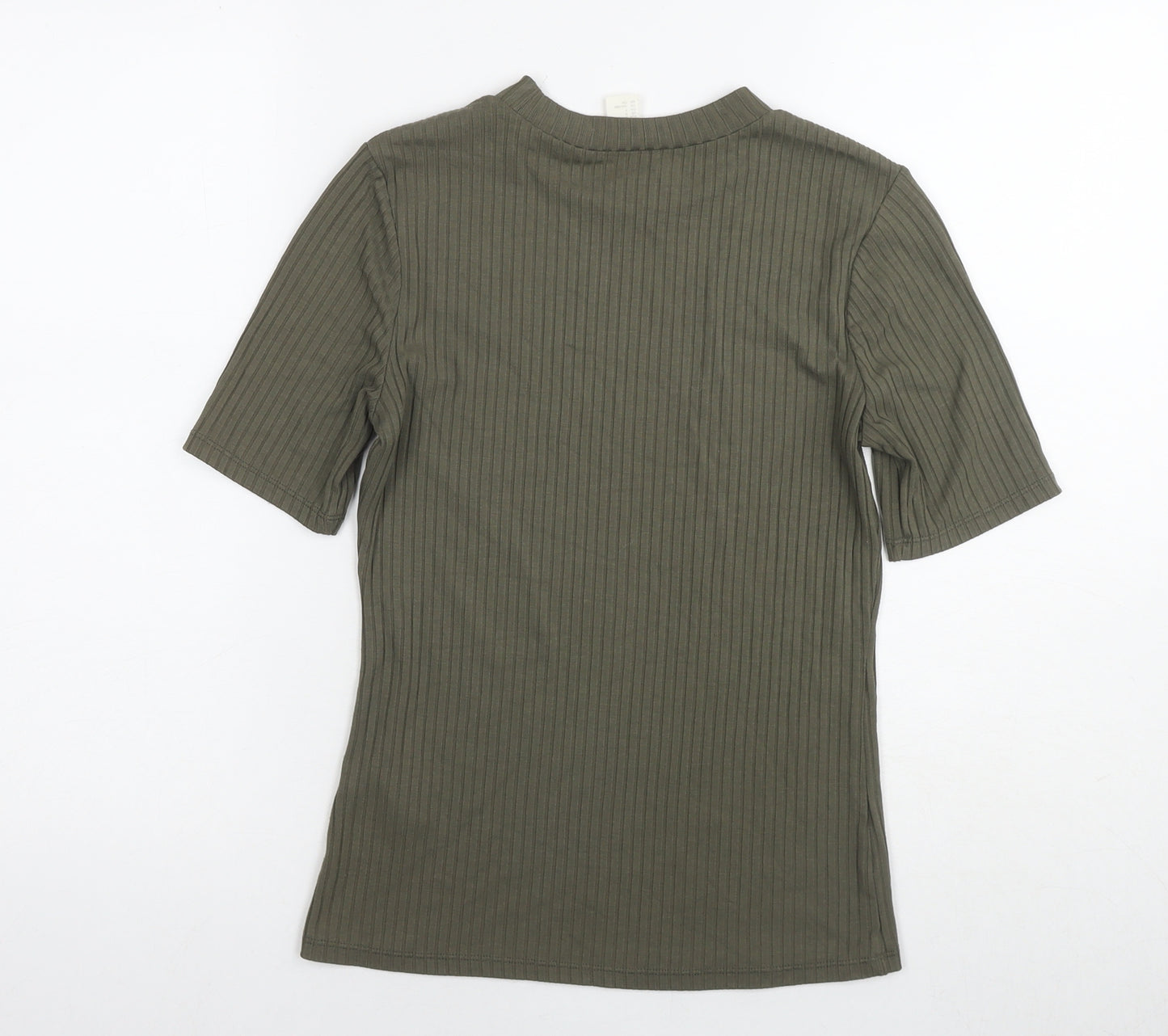 H&M Womens Green Viscose Basic T-Shirt Size S Round Neck