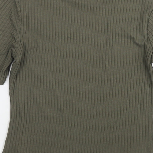 H&M Womens Green Viscose Basic T-Shirt Size S Round Neck