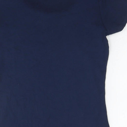 M&Co Womens Blue Cotton Basic T-Shirt Size 12 Roll Neck