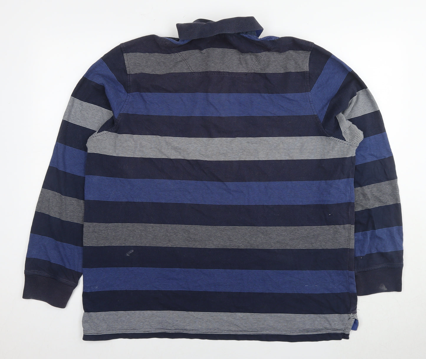 Blue Harbour Mens Blue Striped Cotton Polo Size XL Collared Pullover