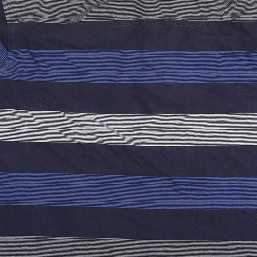 Blue Harbour Mens Blue Striped Cotton Polo Size XL Collared Pullover