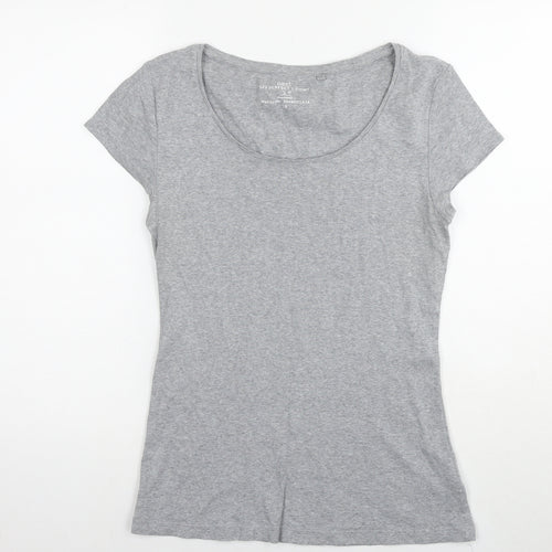 NEXT Womens Grey Cotton Basic T-Shirt Size 16 Round Neck