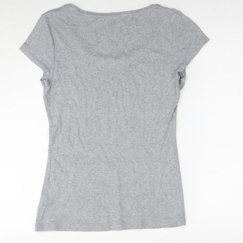 NEXT Womens Grey Cotton Basic T-Shirt Size 16 Round Neck