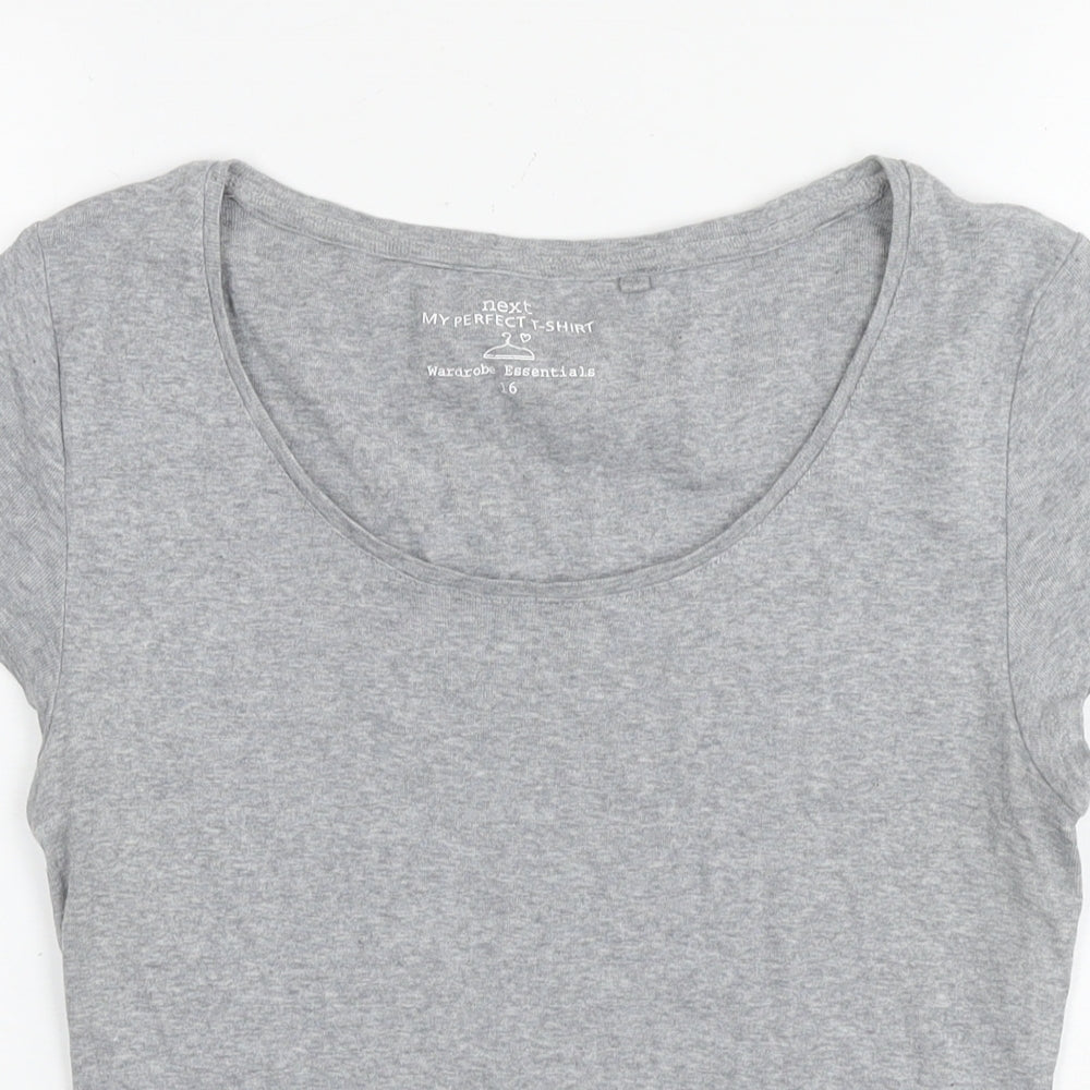 NEXT Womens Grey Cotton Basic T-Shirt Size 16 Round Neck