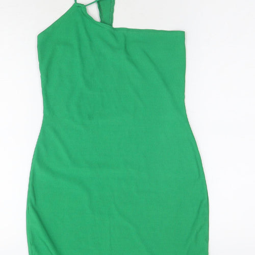 PRETTYLITTLETHING Womens Green Polyester Bodycon Size 10 Halter Pullover