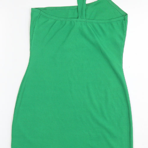 PRETTYLITTLETHING Womens Green Polyester Bodycon Size 10 Halter Pullover