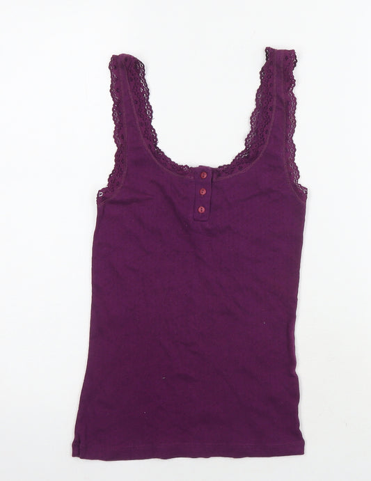 Topshop Womens Purple Cotton Basic Tank Size 10 Scoop Neck