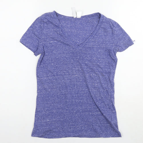 Divided by H&M Womens Blue Polyester Basic T-Shirt Size S V-Neck