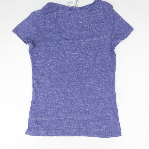 Divided by H&M Womens Blue Polyester Basic T-Shirt Size S V-Neck