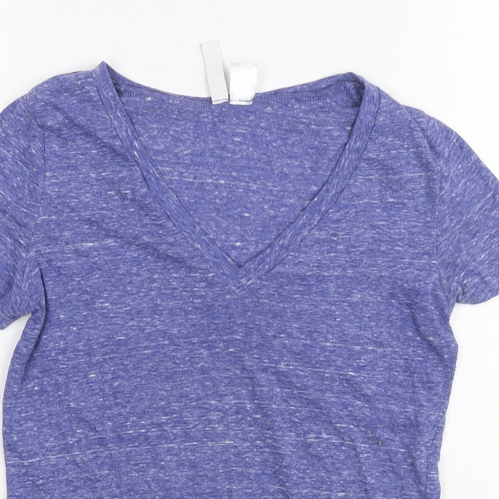 Divided by H&M Womens Blue Polyester Basic T-Shirt Size S V-Neck