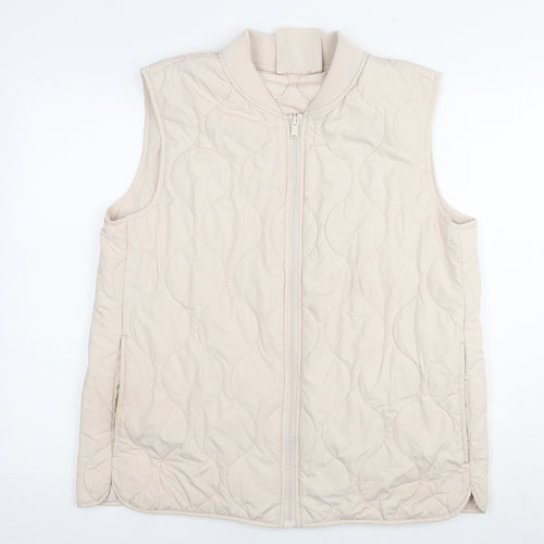 Marks and Spencer Womens Beige Gilet Waistcoat Size 14 Zip