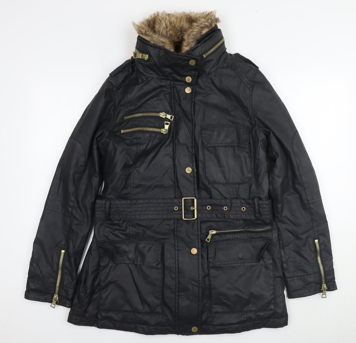 NEXT Womens Black Parka Jacket Size 12 Zip