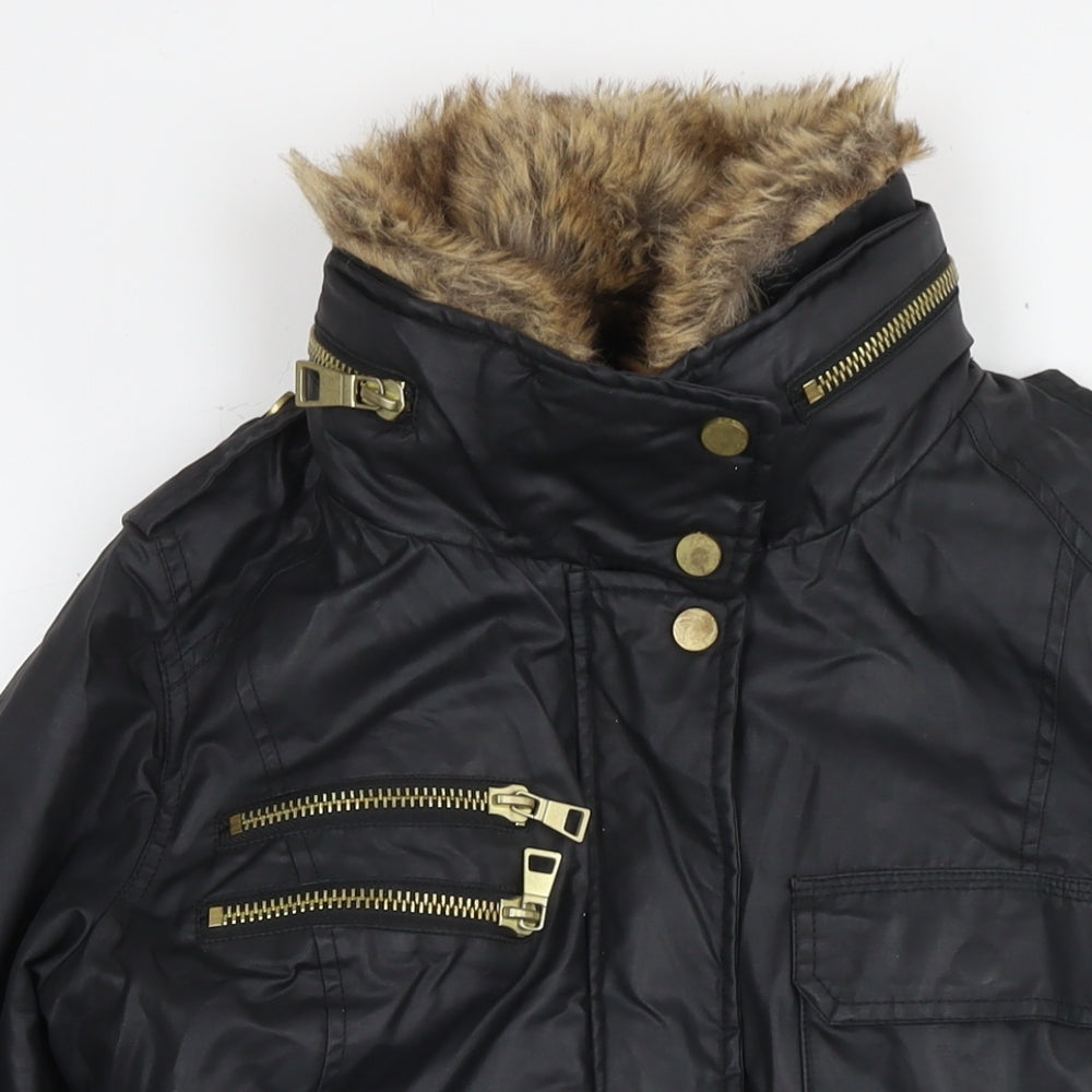 NEXT Womens Black Parka Jacket Size 12 Zip