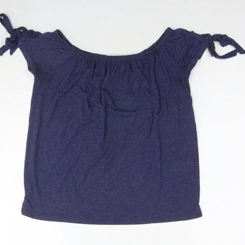 NEXT Womens Blue Viscose Basic T-Shirt Size 8 Round Neck