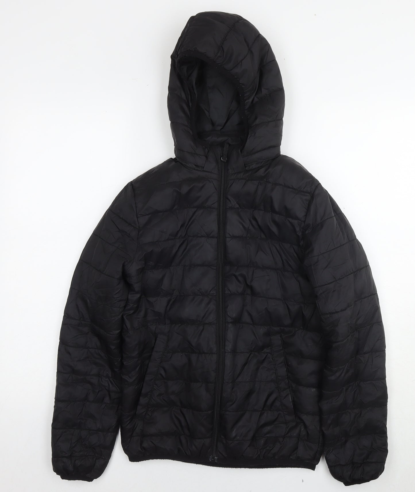 H&M Boys Black Quilted Jacket Size 10-11 Years Zip - Age 10-12 Years