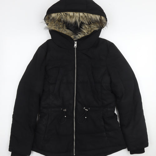 H&M Womens Black Parka Jacket Size 10 Zip