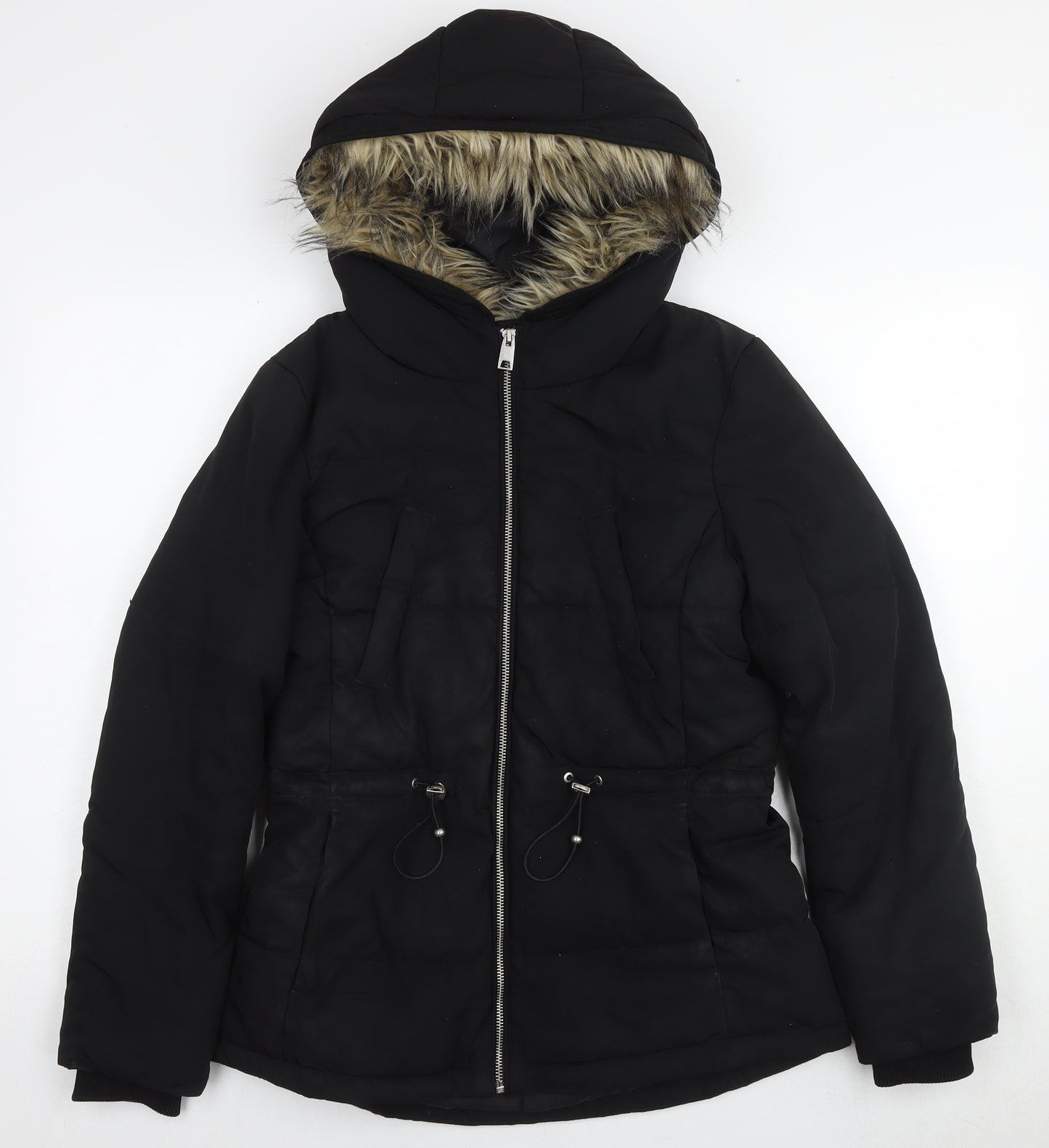 H&M Womens Black Parka Jacket Size 10 Zip