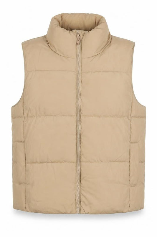 Front view of New Look women’s beige jacket, size UK 12, zip