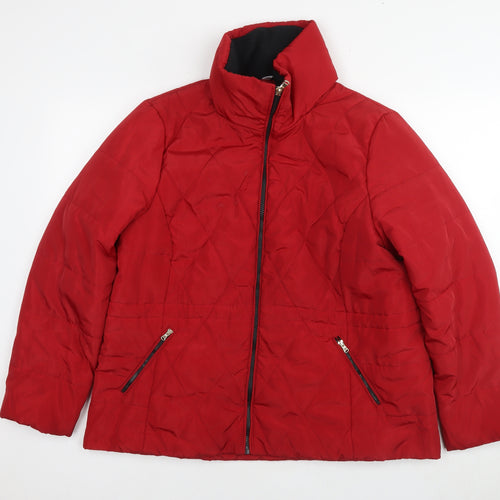 Classic Womens Red Quilted Jacket Size 18 Zip