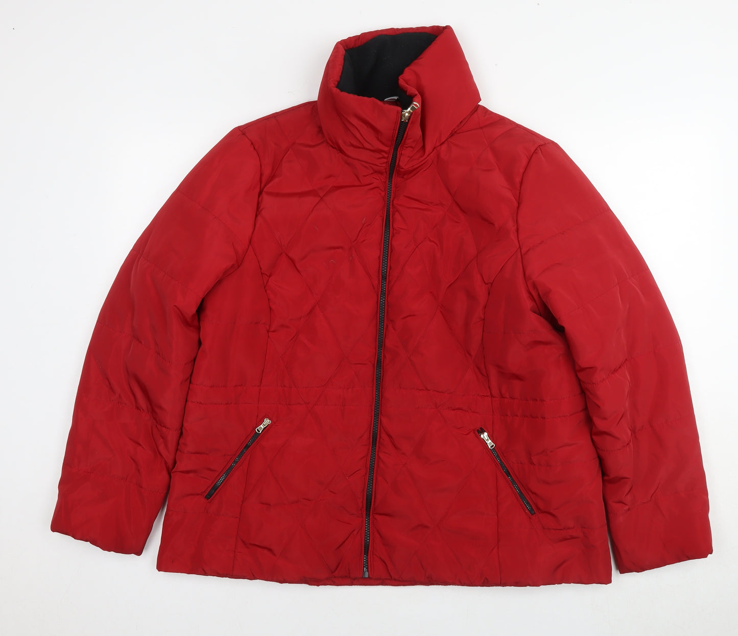 Classic Womens Red Quilted Jacket Size 18 Zip