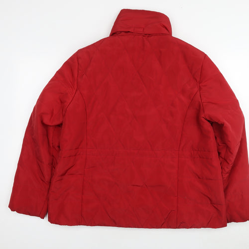 Classic Womens Red Quilted Jacket Size 18 Zip